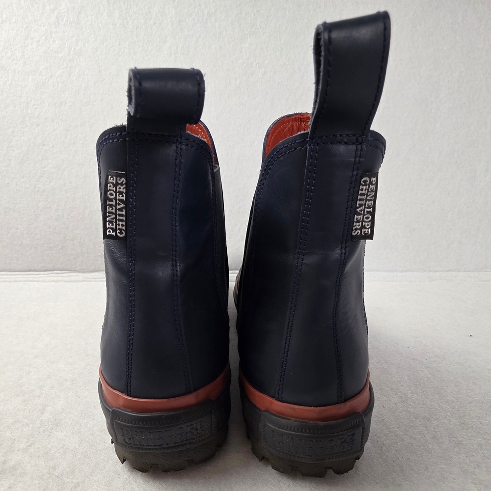 Penelope Chilvers Navy Leather Chelsea Boots Rubber Cap Toe Spain Size 39 US 8.5 - Picture 3 of 9